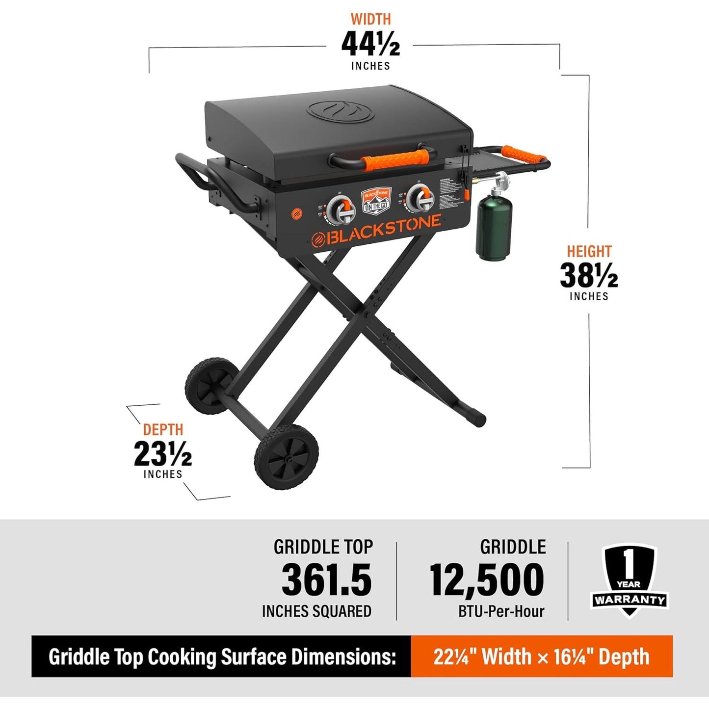 Blackstone 22” On The Go Scissor-Leg Griddle with Two Burners