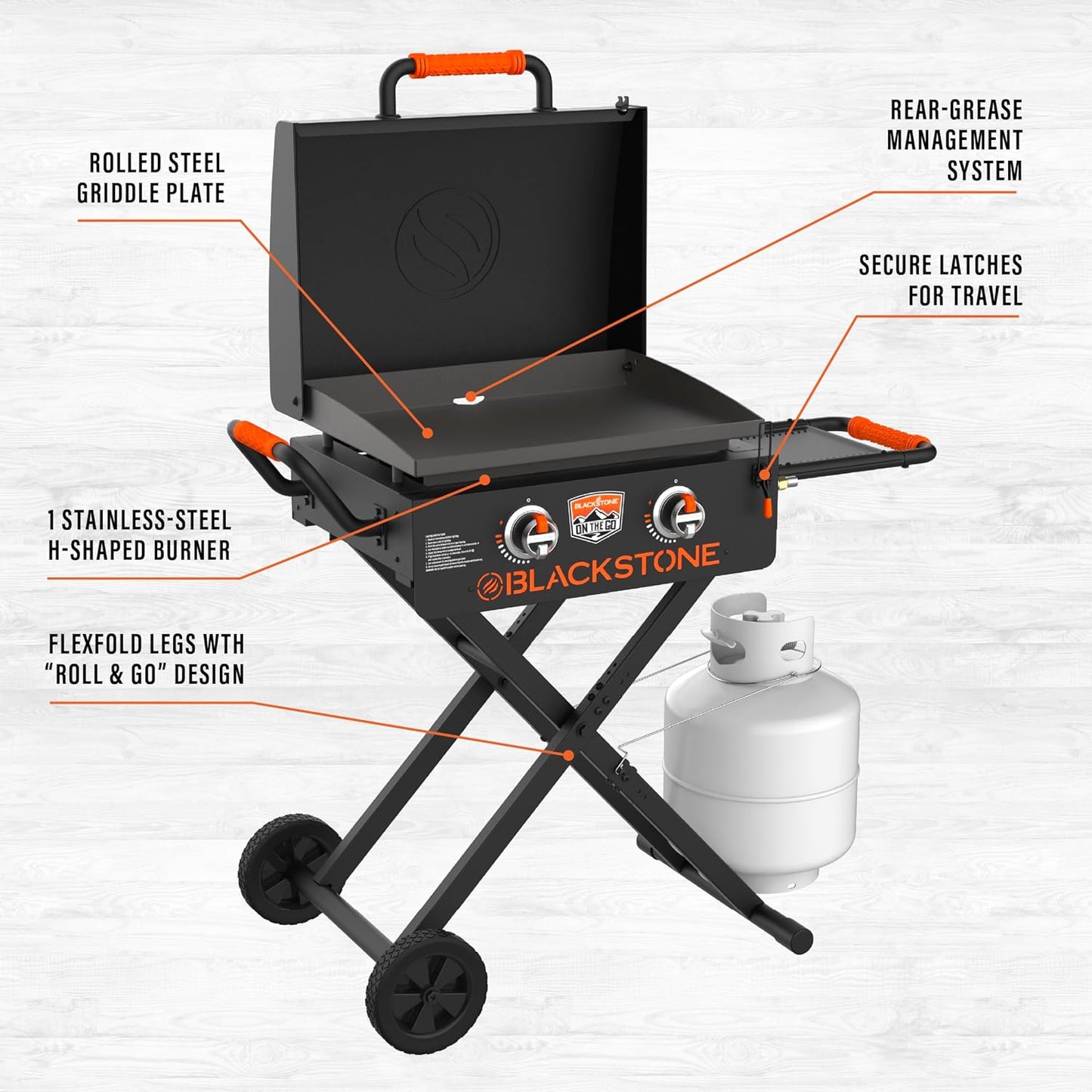 Blackstone 22” On The Go Scissor-Leg Griddle with Two Burners