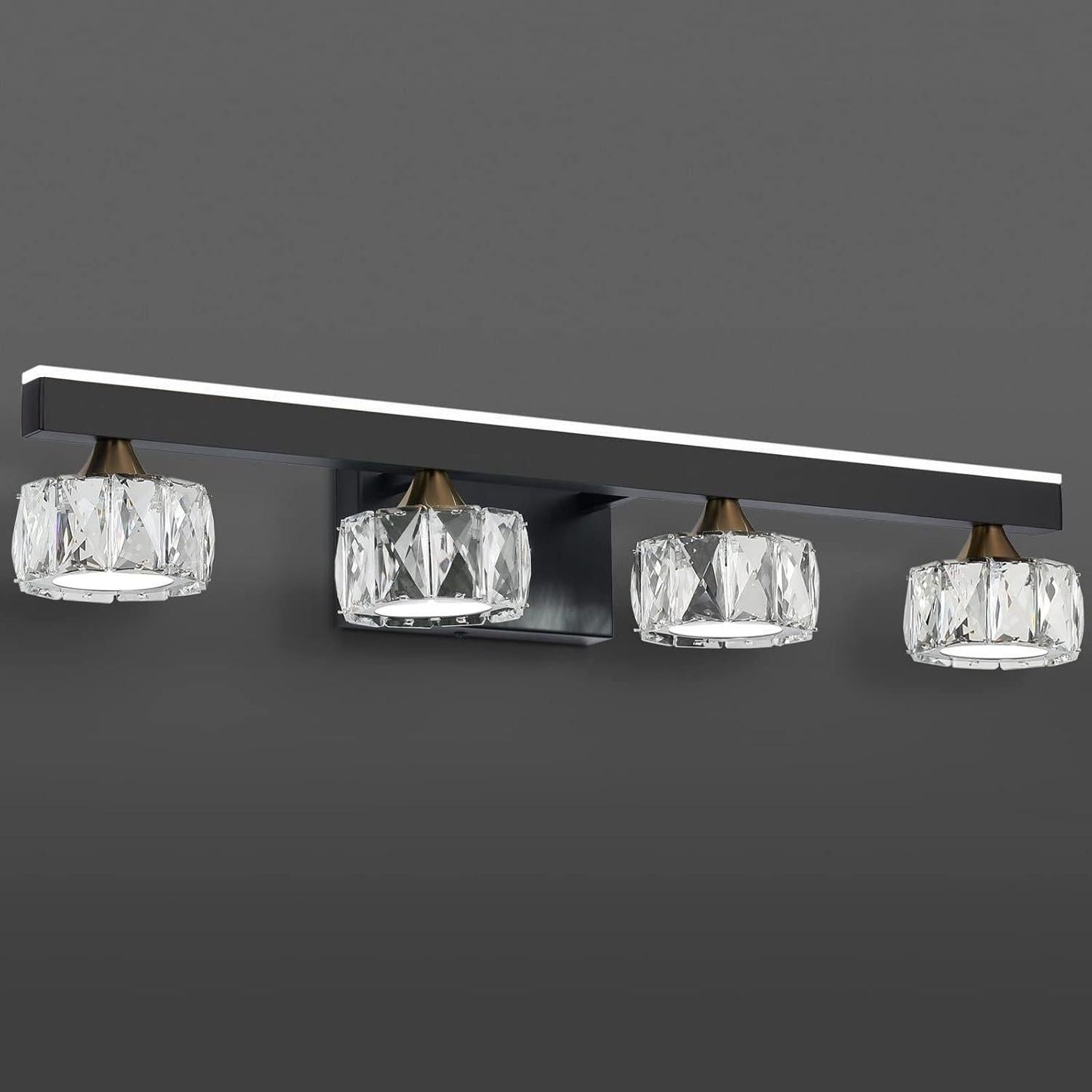 BrkNit Black Crystal Bathroom Vanity Light Fixtures Over Mirror for Bathroom Lighting