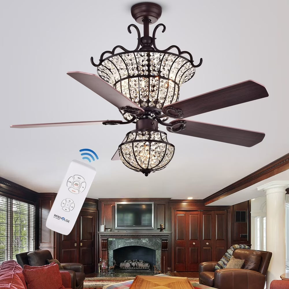 Charla 4-light Crystal 52-inch Chandelier Ceiling Fan