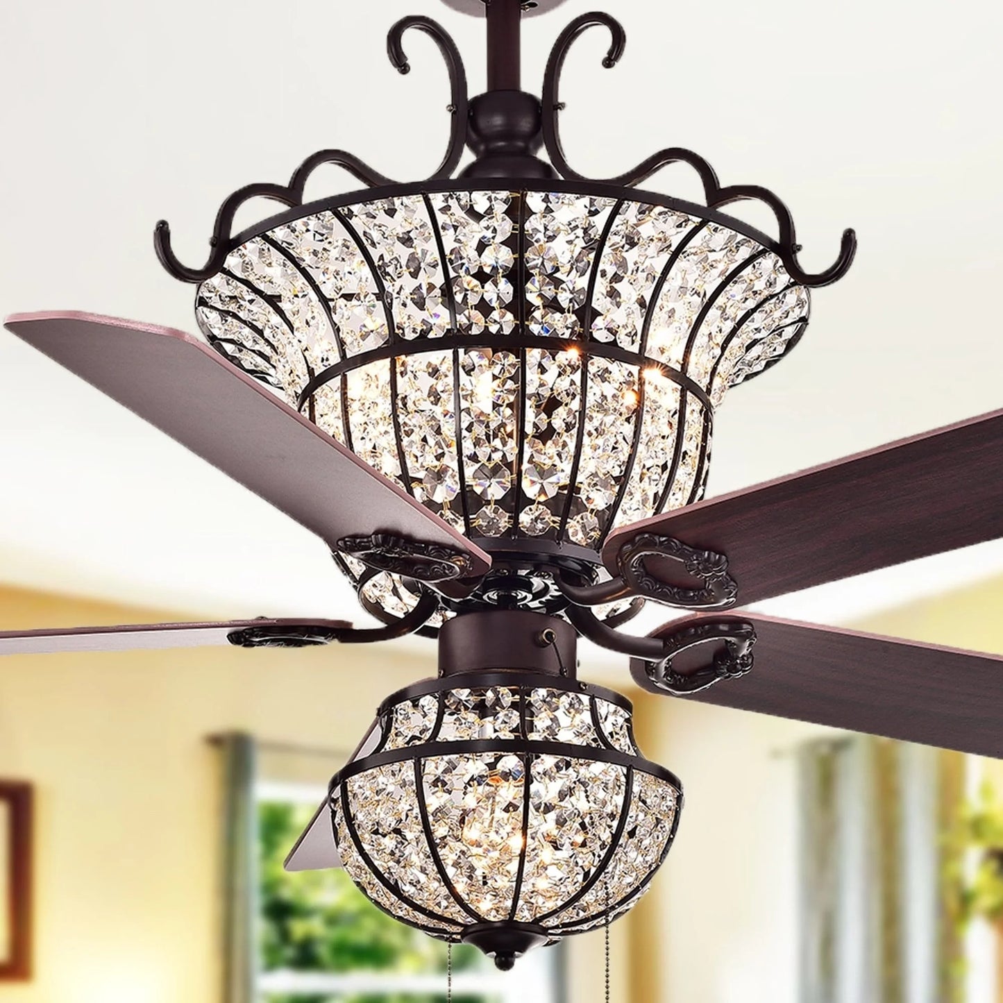 Charla 4-light Crystal 52-inch Chandelier Ceiling Fan