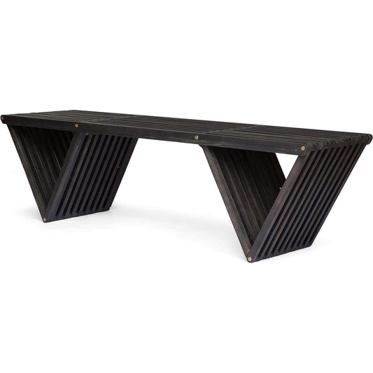 Christopher Knight Home Esme Outdoor Acacia Wood Bench, Dark Gray Finish
