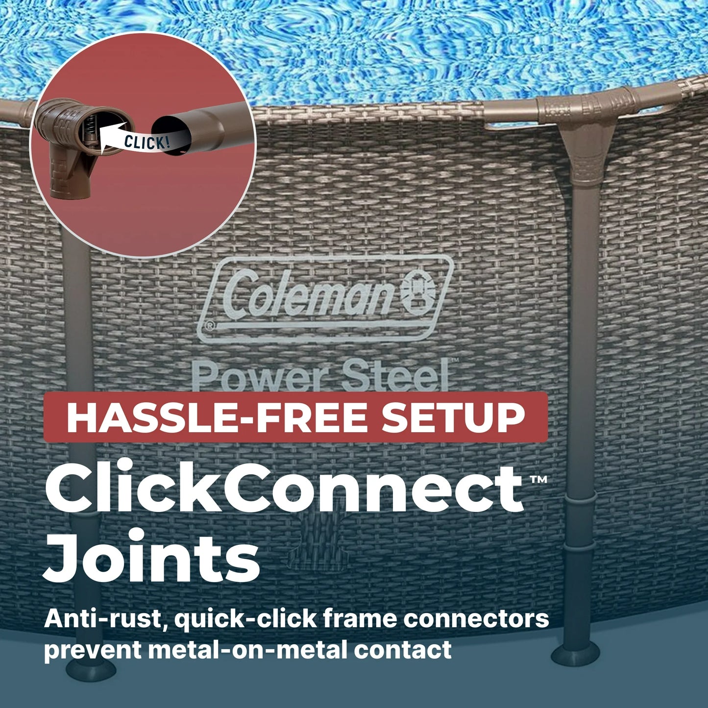 Coleman Power Steel 18’ x 48” Round Metal Frame Above Ground Pool Set