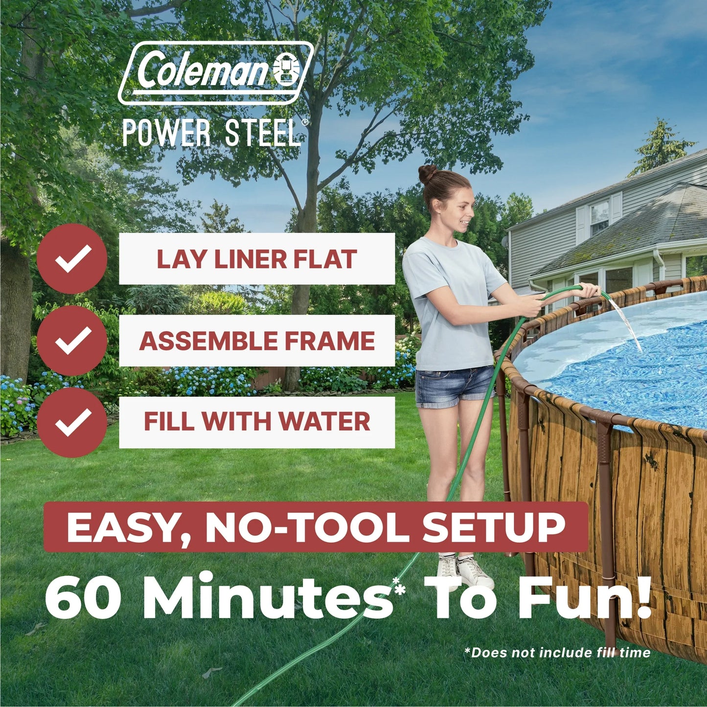 Coleman Power Steel 22' x 52" Round Metal Frame Above Ground Pool Set