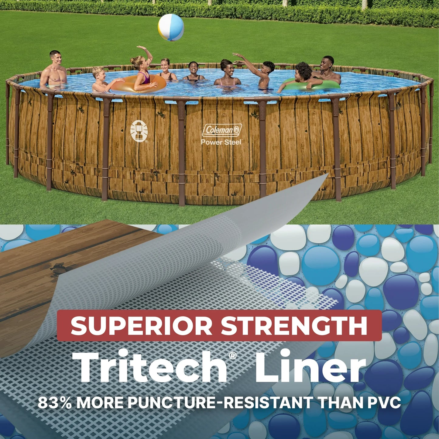 Coleman Power Steel 22' x 52" Round Metal Frame Above Ground Pool Set
