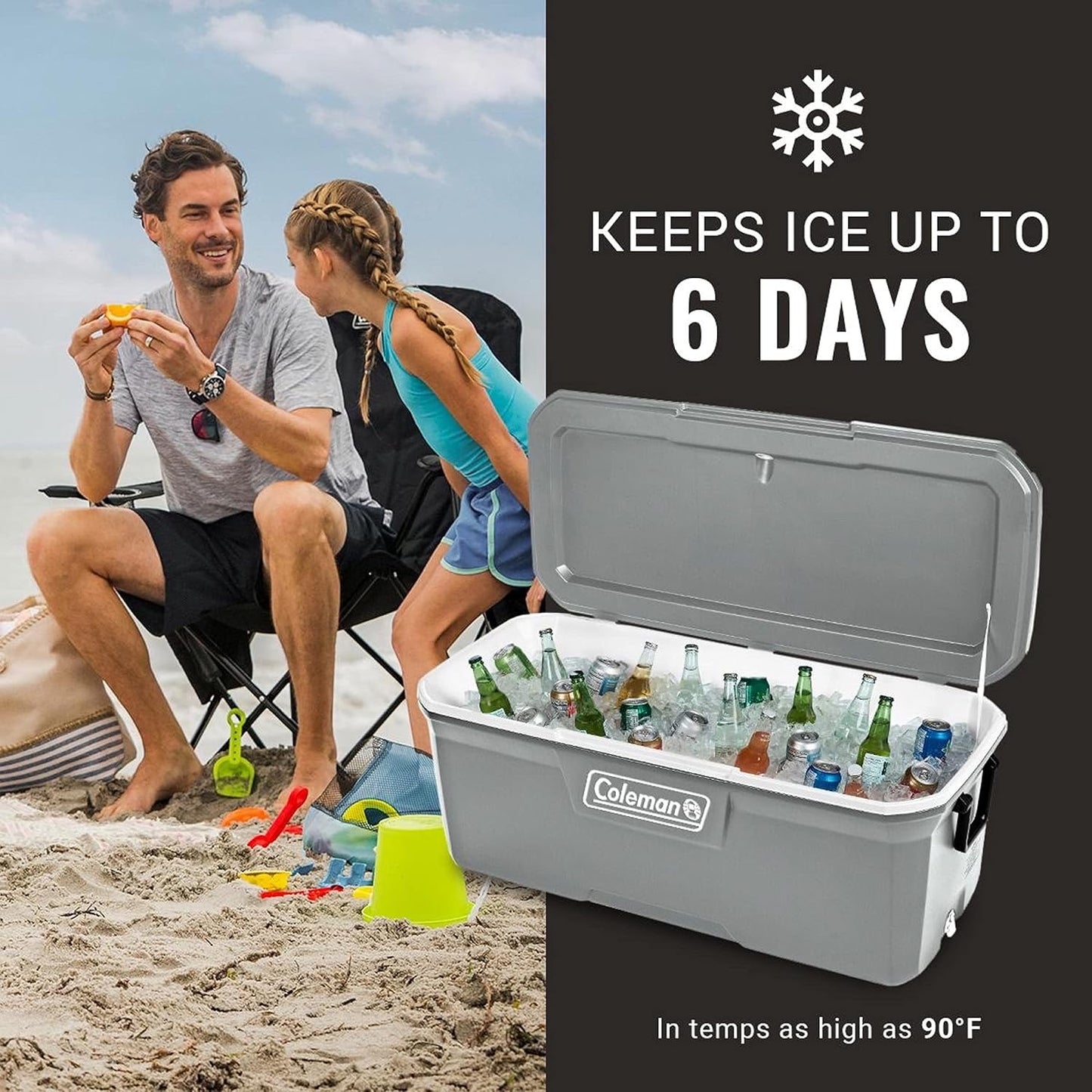Coleman Classic Series Insulated Portable Cooler, Leak-Resistant Outdoor Hard Cooler Keeps Ice up to 5 Days