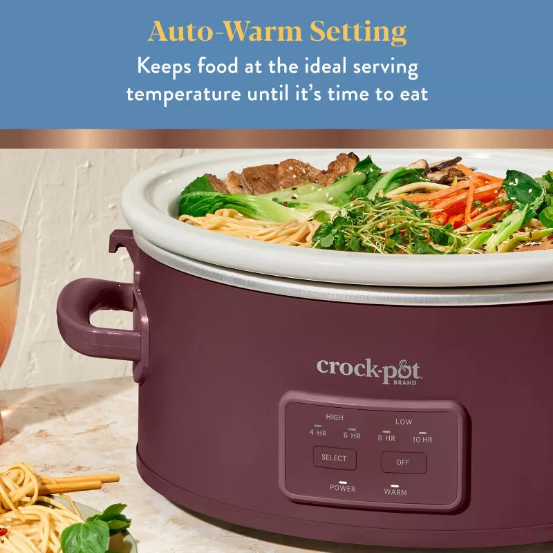 Crock-Pot 6qt Cook & Carry Programmable Slow Cooker Ceramic Lambrusco Red