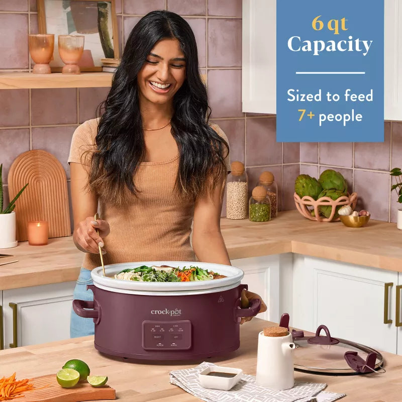Crock-Pot 6qt Cook & Carry Programmable Slow Cooker Ceramic Lambrusco Red