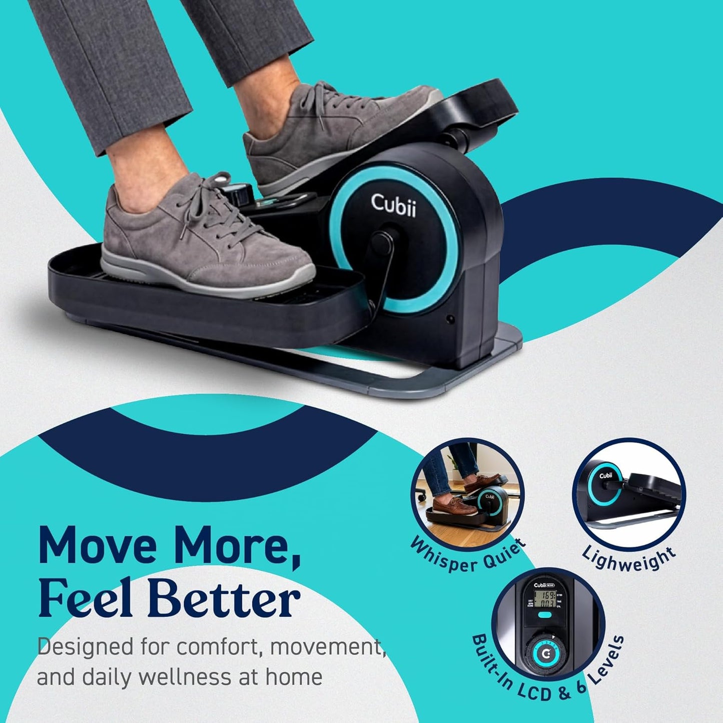 Cubii Move - Under Desk Elliptical Bike Pedal Exerciser Portable Seated Elliptical Machine