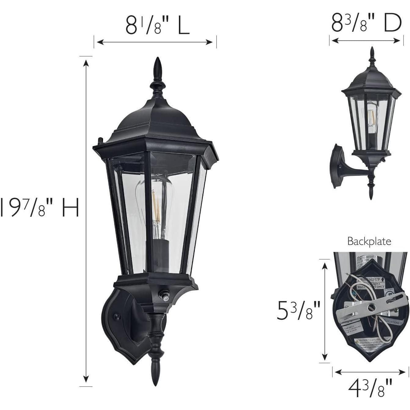 Design House 589564 Oak Creek Outdoor Wall Light Dusk to Dawn Downlight, Black