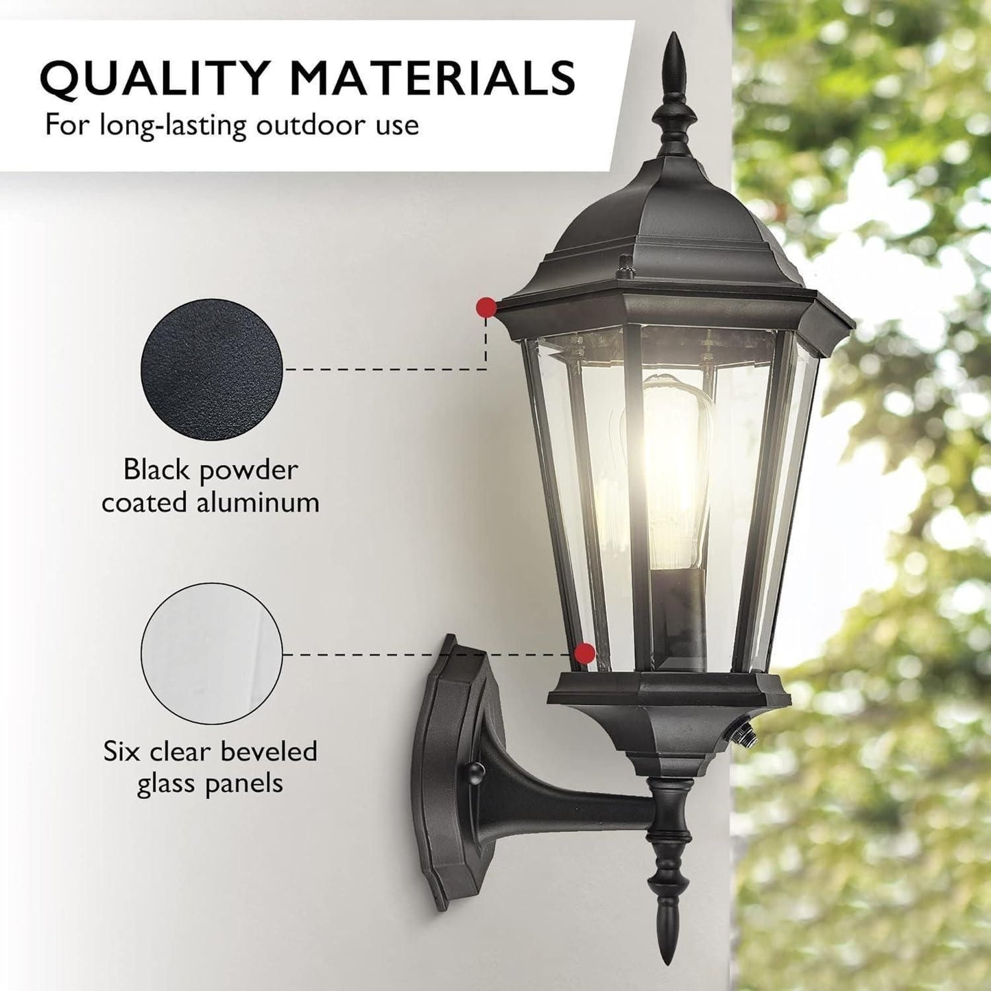 Design House 589564 Oak Creek Outdoor Wall Light Dusk to Dawn Downlight, Black