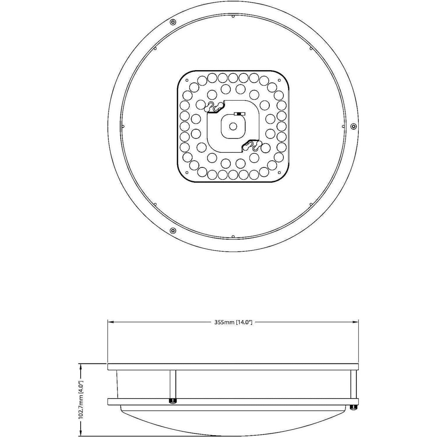Designers Fountain Flush Mount Ceiling Light, 14 Inch Round LED DC Lighting