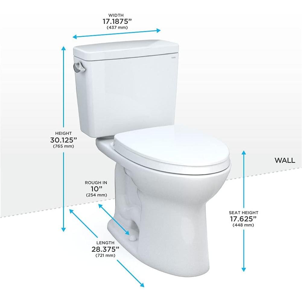 Drake 2-Piece 1.6 GPF Single Flush Elongated ADA Comfort Height Toilet w/ 10in Rough-In in Cotton White, Seat Included