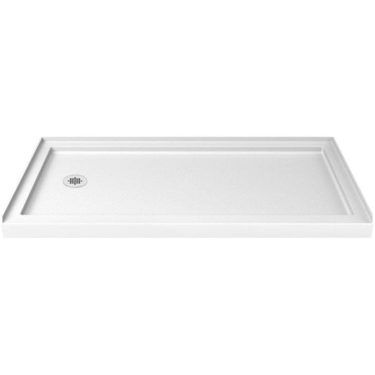 DreamLine SlimLine 32 in. D x 60 in. W x 2 3/4 in. H Left Drain Single Threshold Shower Base in White, DLT-1132601