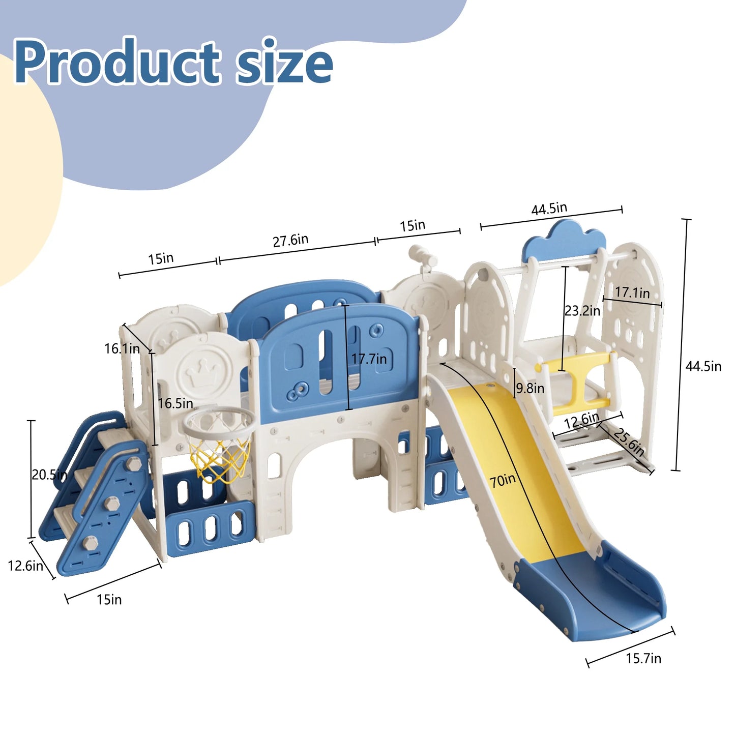 EUROCO 11 in 1 Toddler Slide Playset with Basketball Hoop Swing set Climber and Storage
