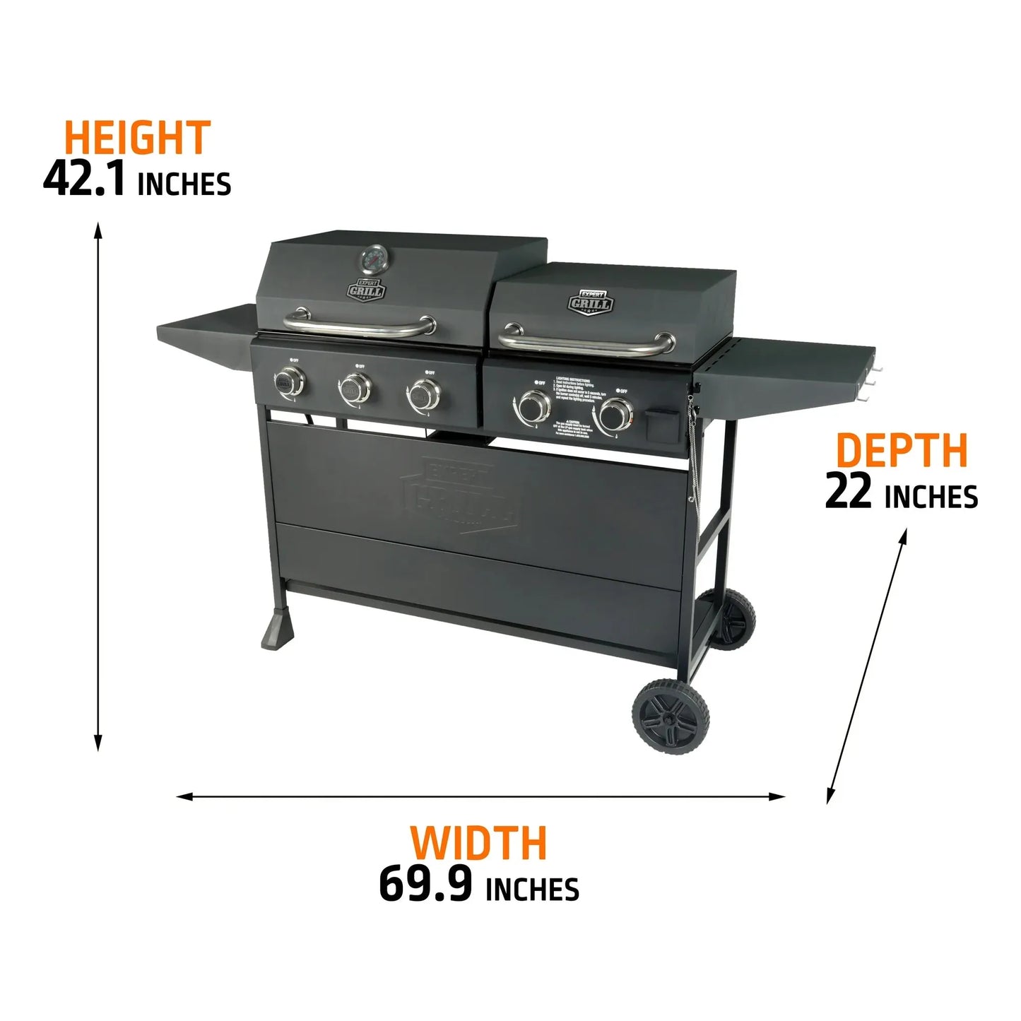 Expert Grill 5-Burner Black Propane Gas Grill and Propane Griddle