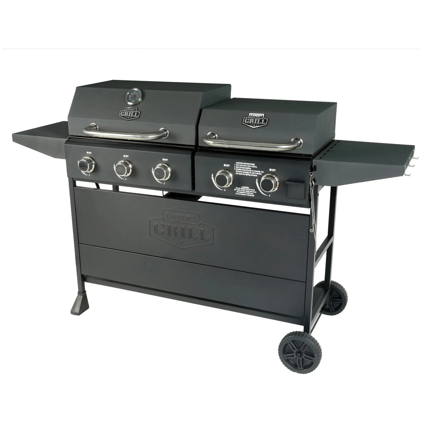 Expert Grill 5-Burner Black Propane Gas Grill and Propane Griddle