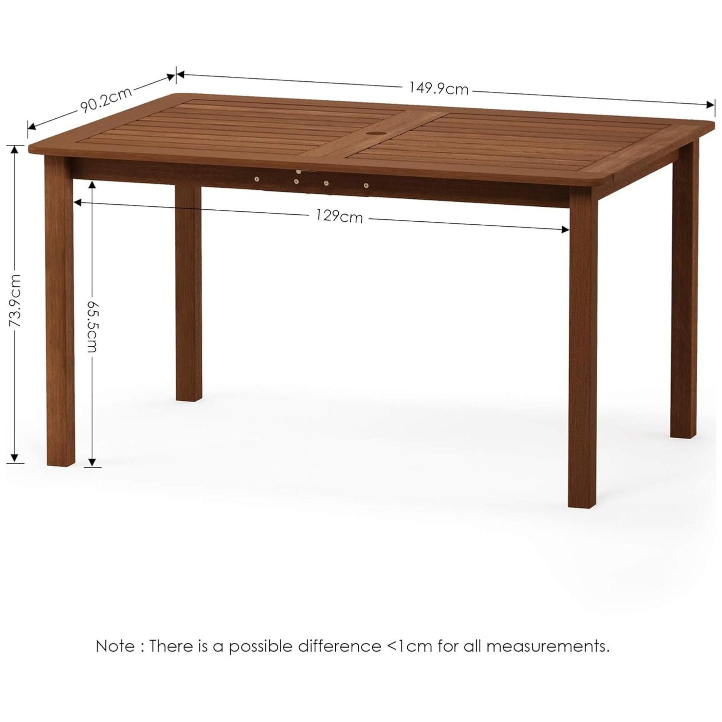 Furinno Tioman Outdoor Dining Table, Natural 35.5"D x 59.0"W x 29.0"H