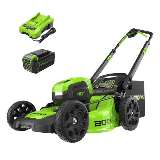 Greenworks 40V 20" Cordless Battery Push Lawn Mower w/ 4.0Ah Battery & 2A Charger MO40L415 Used. Good Condition.