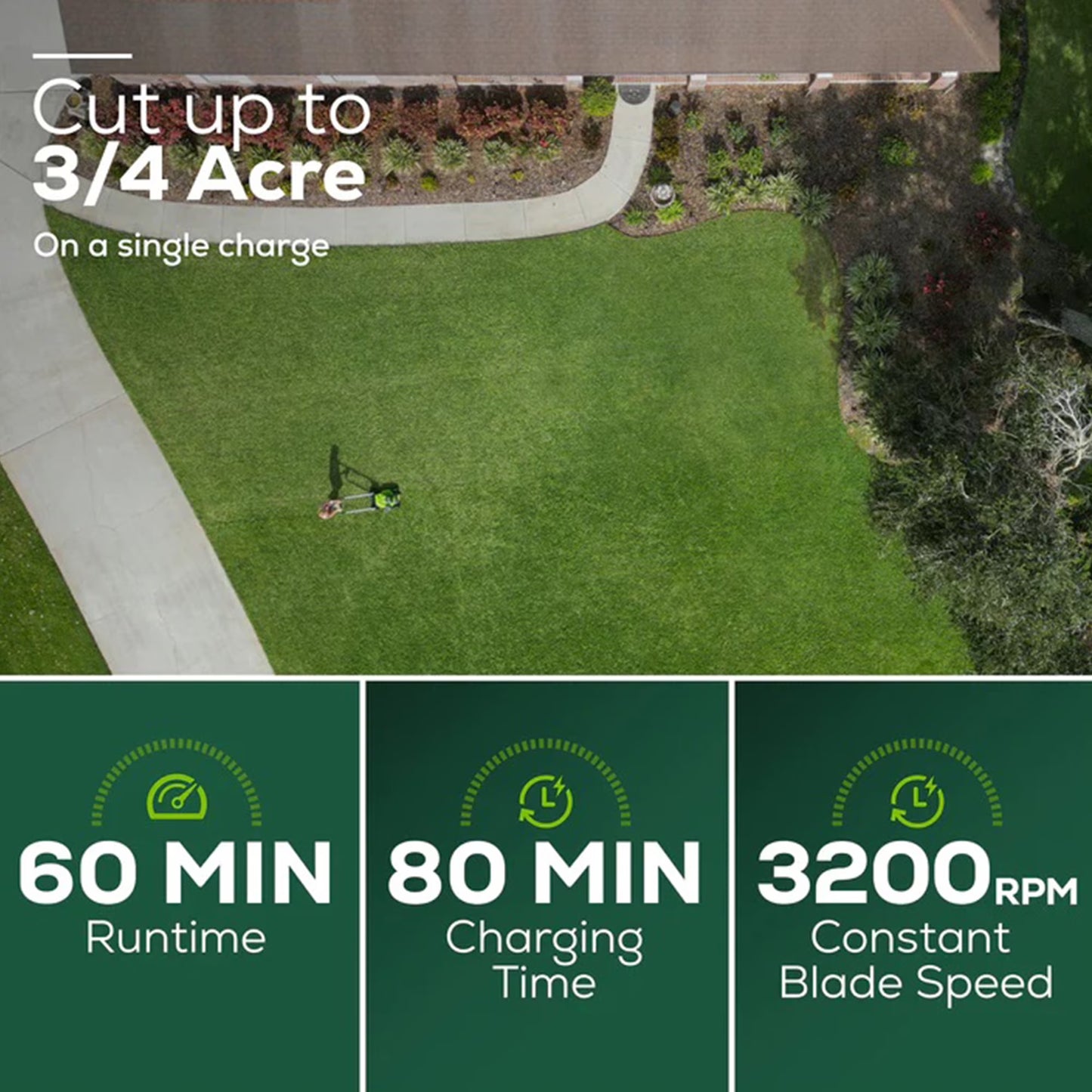 Greenworks 60V 21" Brushless Self-Propelled Battery Powered Lawn Mower+2x4.0Ah Batteries & Charger