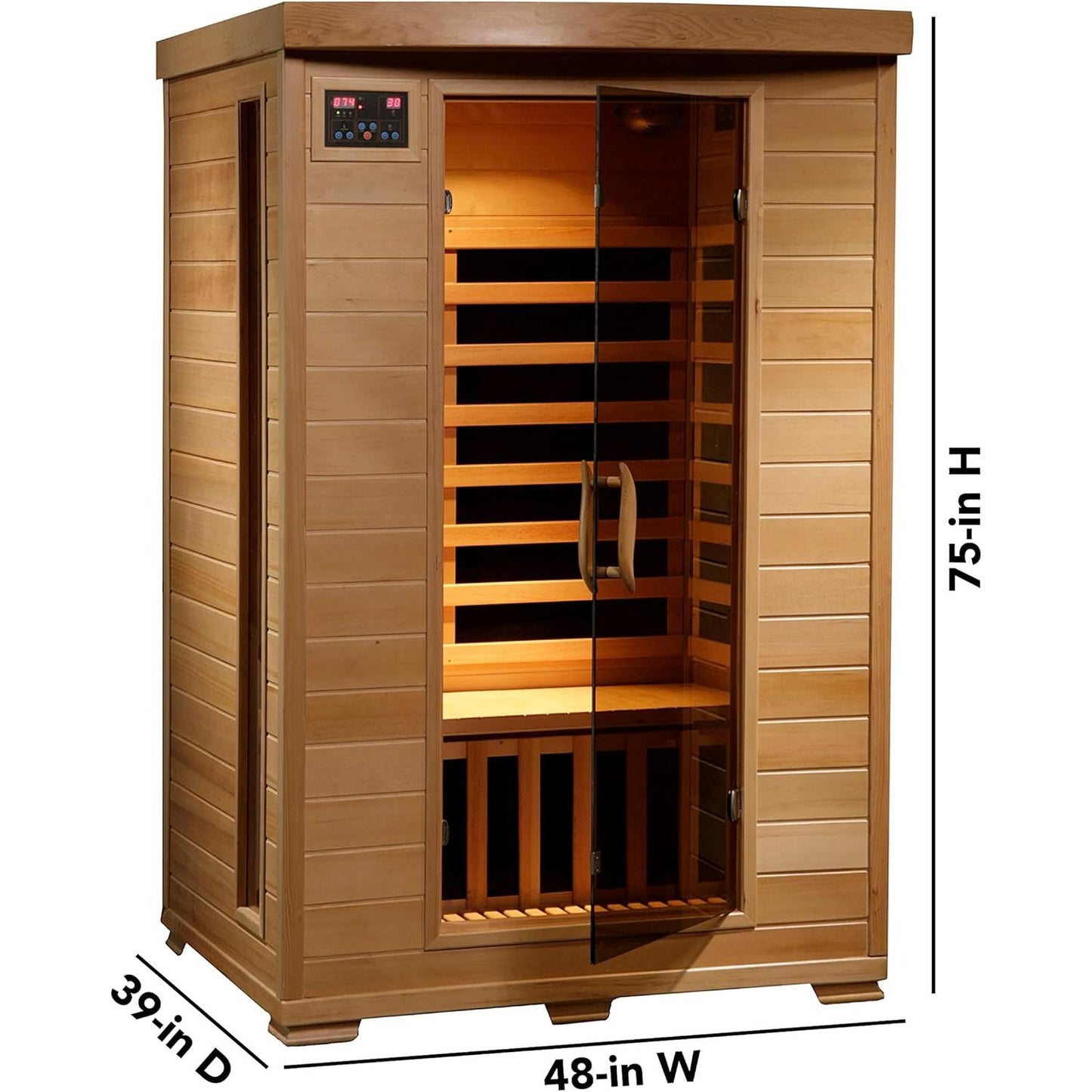 HEATWAVE Radiant Saunas 2-Person Hemlock Infrared Sauna with 6 Carbon Heaters, Chromotherapy Lighting, Oxygen Ionizer