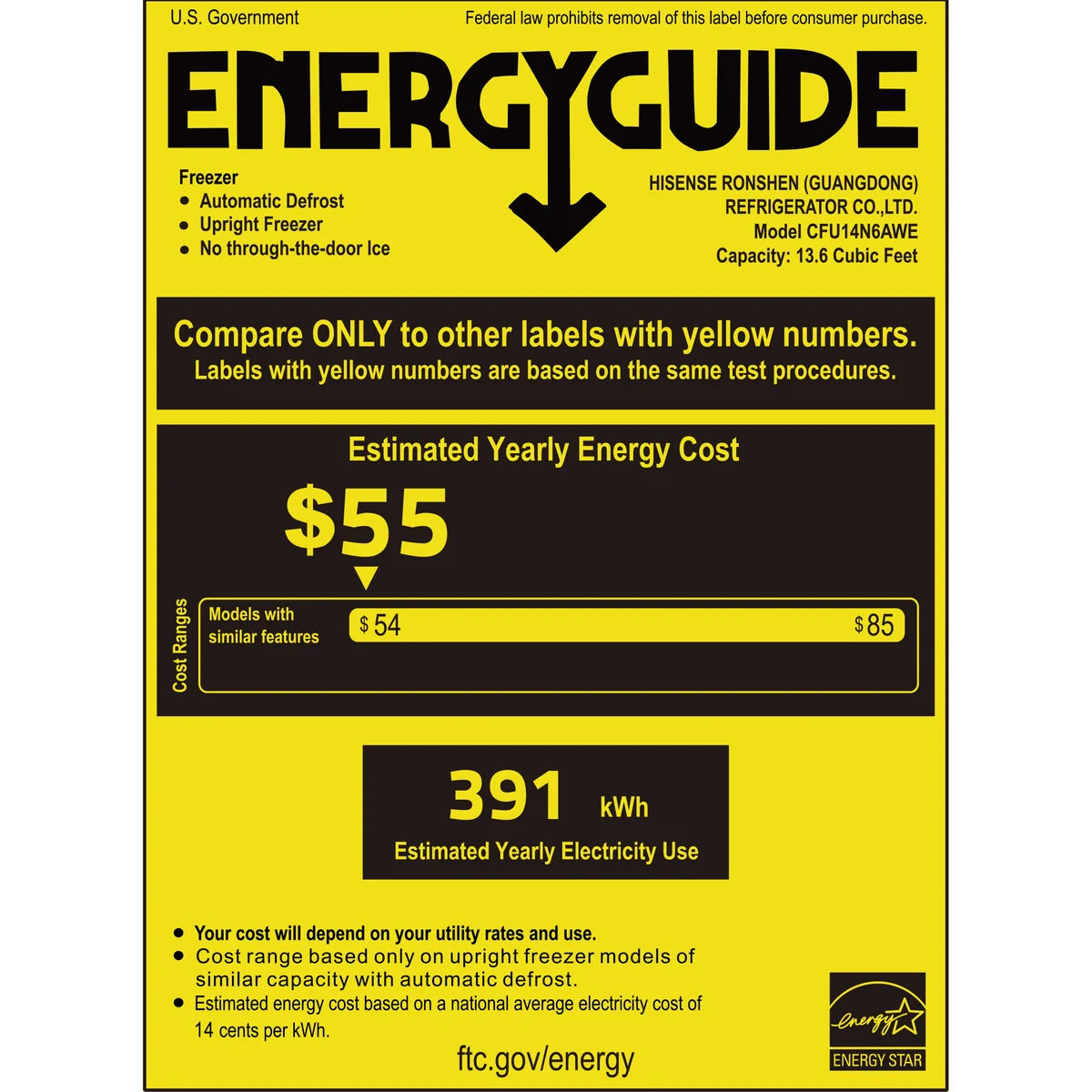 Hisense 13.6 cu. ft. Garage Ready Frost Free Convertible Upright Freezer