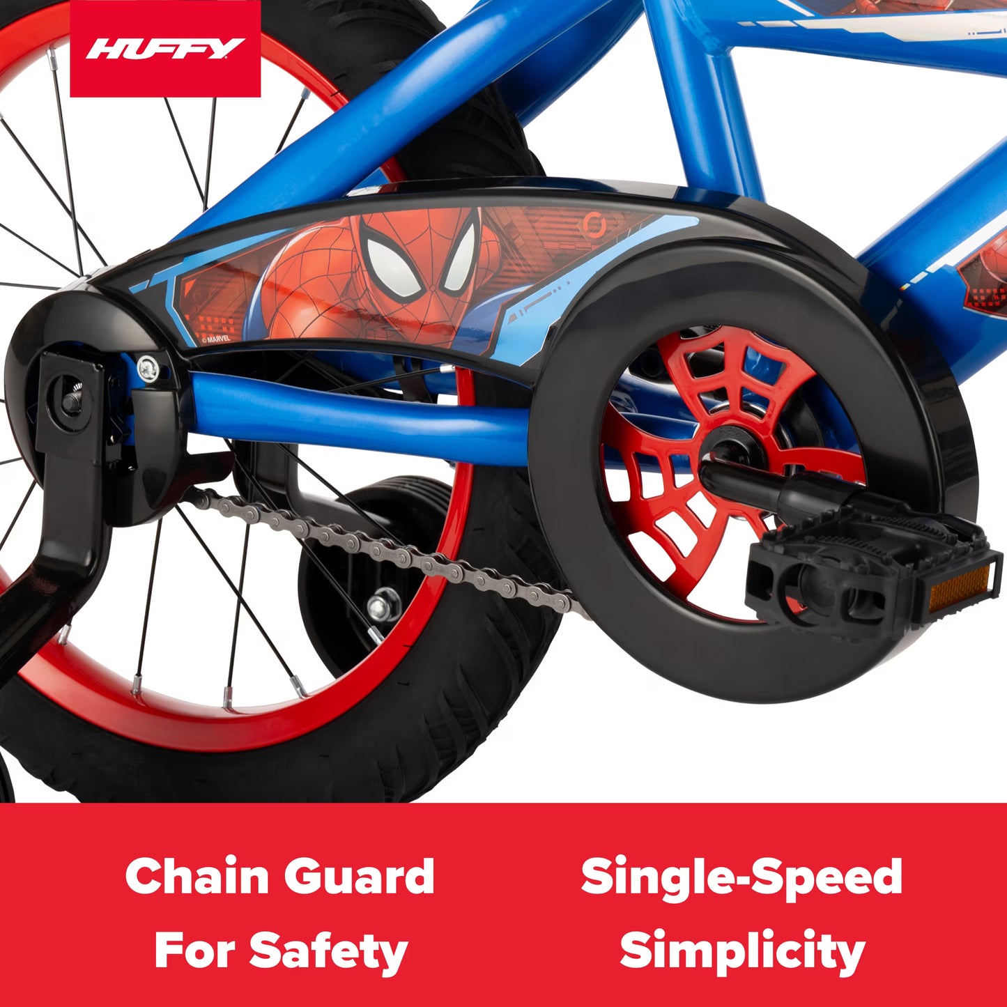 Huffy 16" Marvel Spider-Man Kids' Bike, Fits Riders 42" - 48", Red, Youth, Boy's
