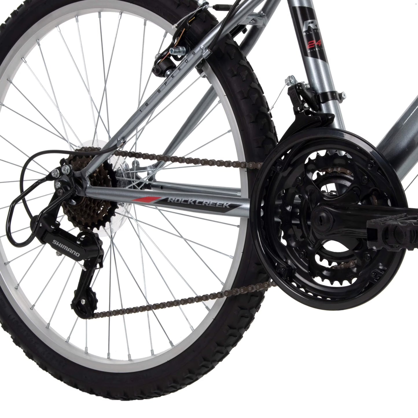 Huffy 24” Rock Creek Mountain Bike, Fits Riders 58” - 70”, Gray, Youth, Boy’s