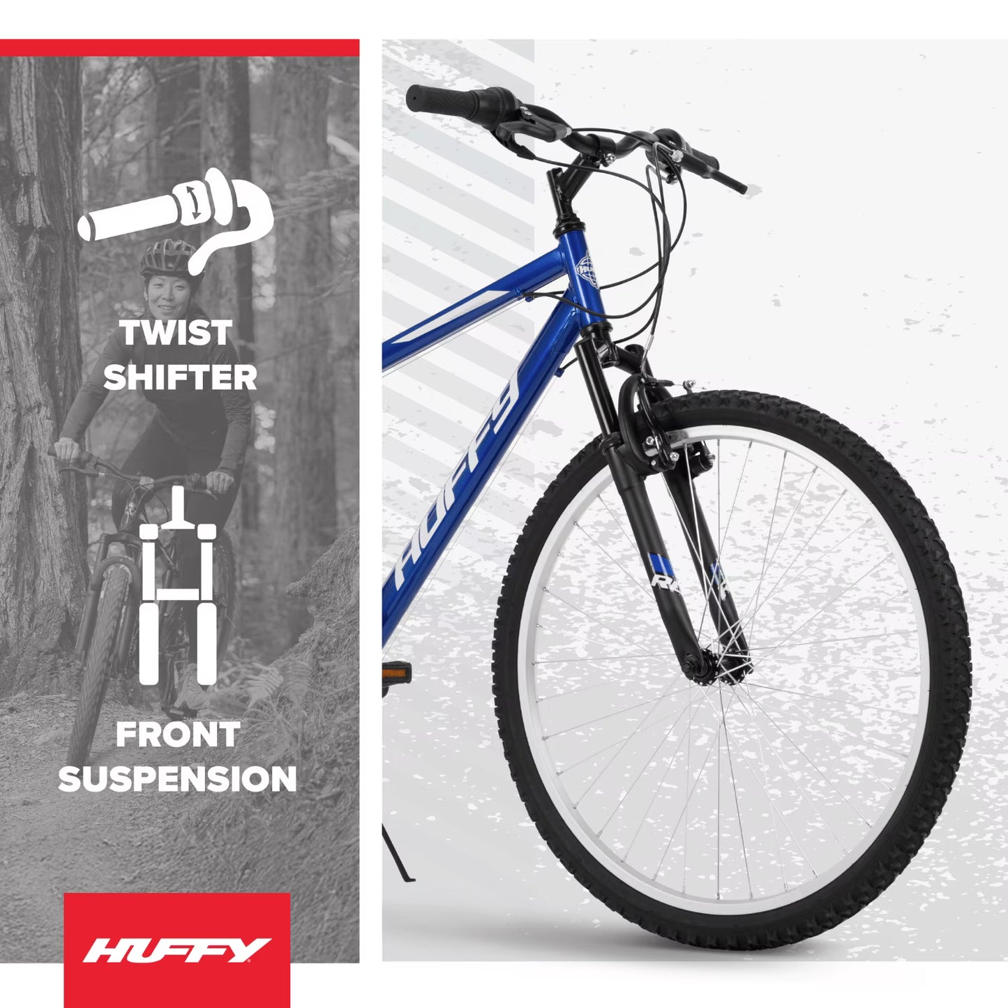 Huffy 26” Rock Creek Mountain Bike, Fits Riders 60”+, Blue, Adult, Men’s