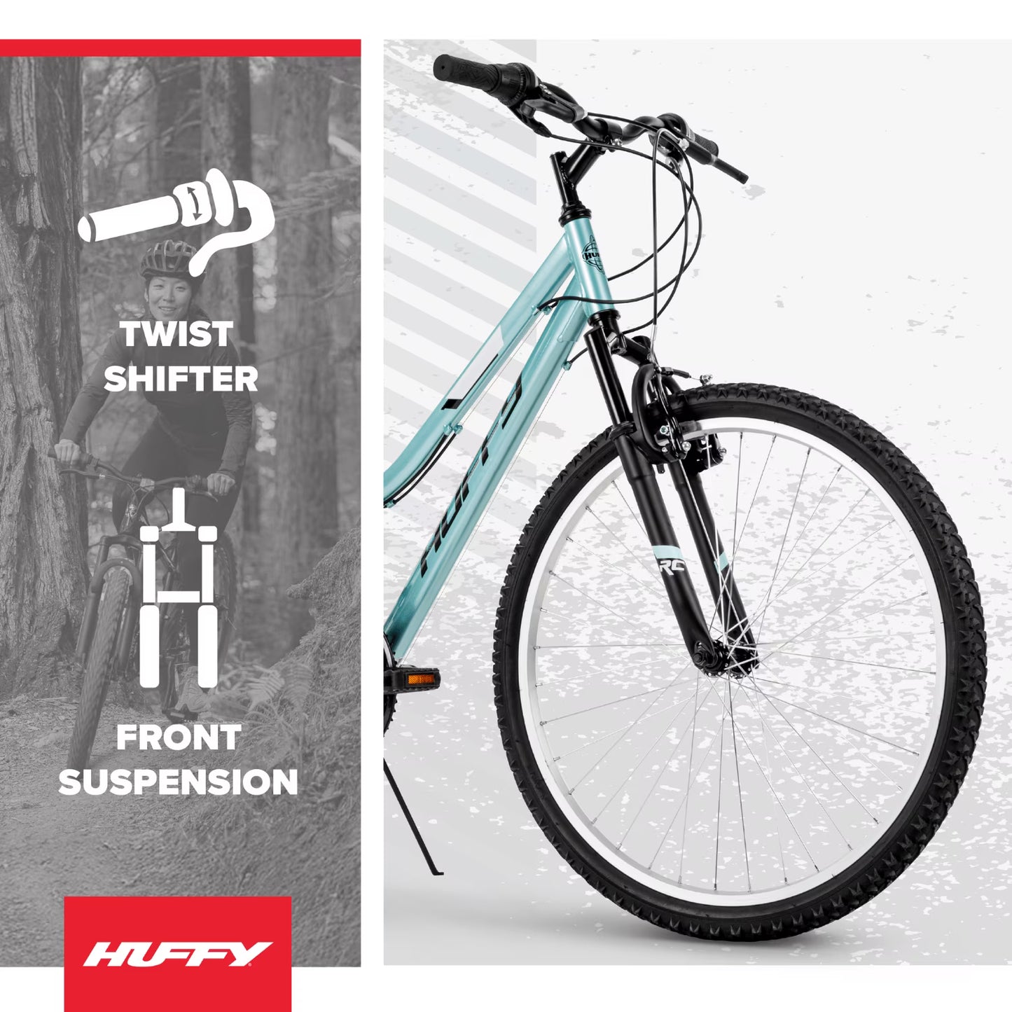 Huffy 26" Rock Creek Mountain Bike, Fits Riders 60"+, Teal, Adult, Women's