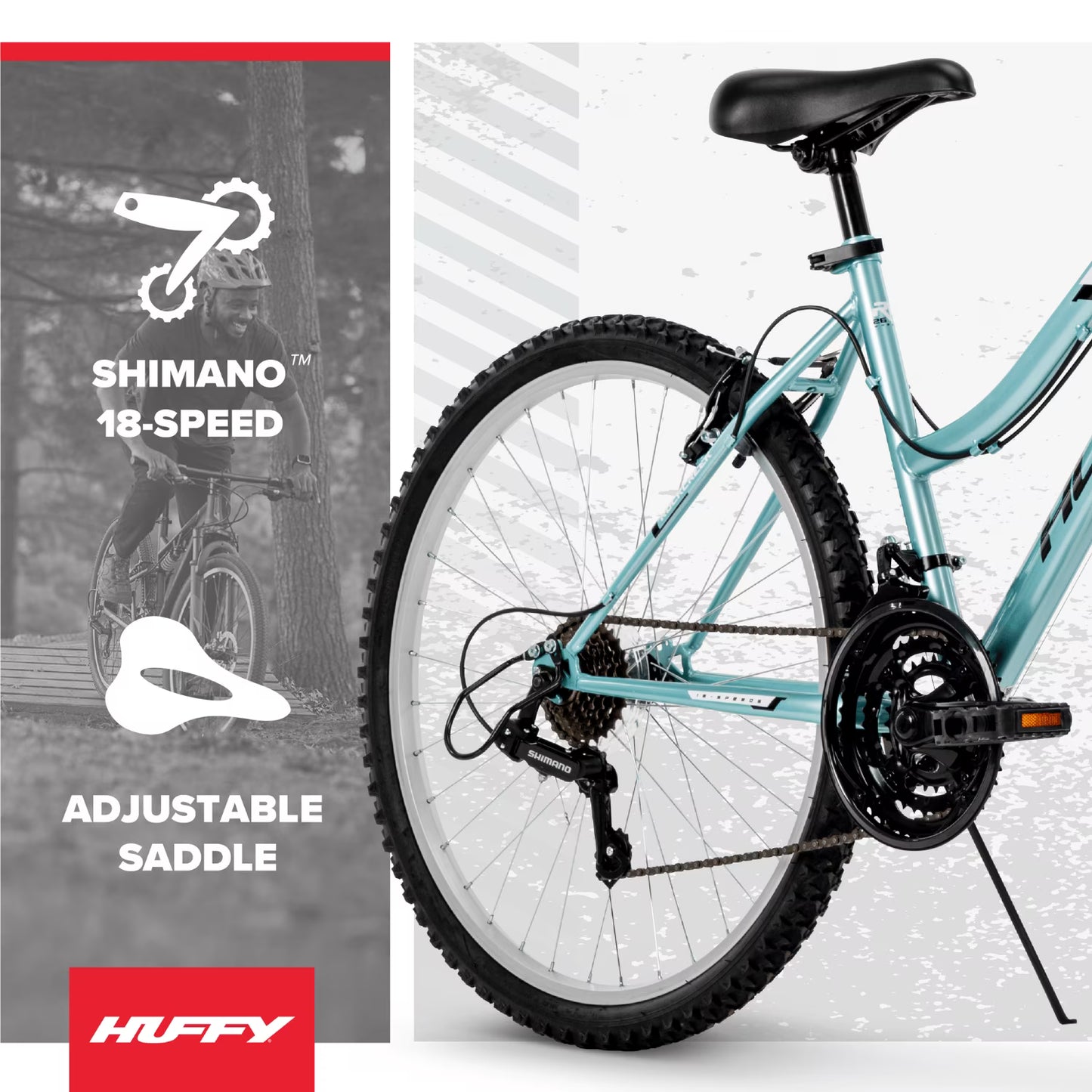 Huffy 26" Rock Creek Mountain Bike, Fits Riders 60"+, Teal, Adult, Women's