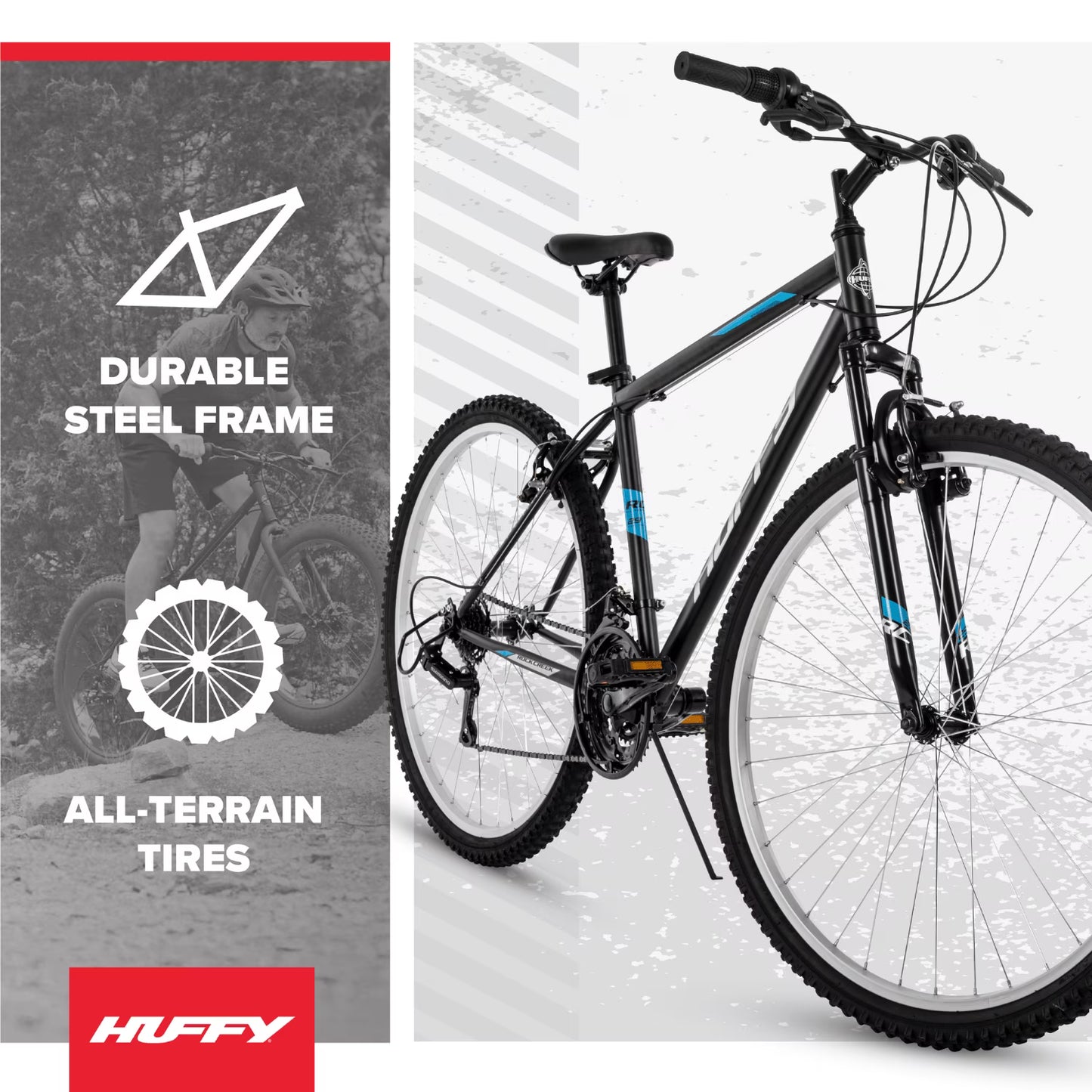 Huffy 29" Rock Creek Mountain Bike, Fits Riders 60”+, Matte Black, Adult, Men's
