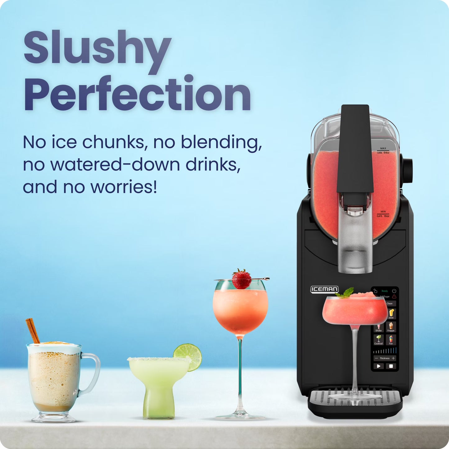Iceman by Chefman Slush-Ease MAX 90oz Slushy Maker with Touch Controls and 5 Functions – Black