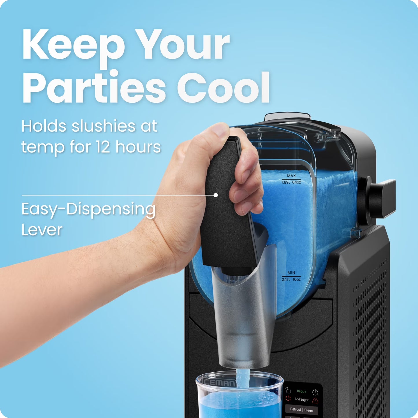 Iceman by Chefman Slush-Ease MAX 90oz Slushy Maker with Touch Controls and 5 Functions – Black