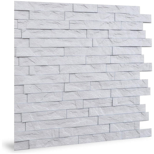 Innovera Décor Ledge Stone White 3D Wall Panel - 9 Pc