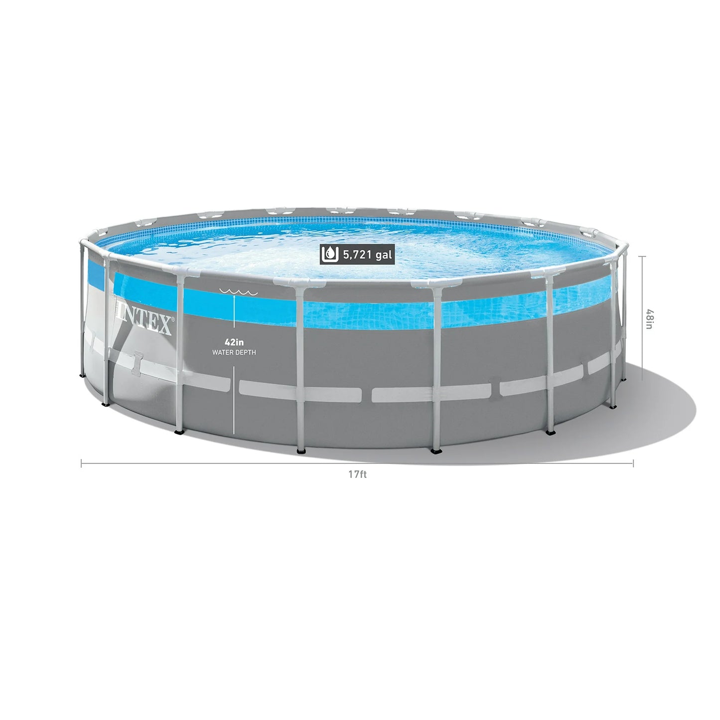 Intex 17' x 48" Clearview Prism Frame Above Ground Swimming Pool Set with Pump