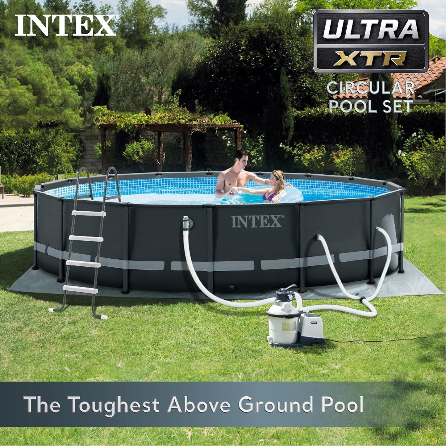 Intex 26325EH Ultra XTR Deluxe Above Ground Swimming Pool Set: 16ft x 48in – Includes 1500 GPH Cartridge Sand Filter Pump – SuperTough Puncture Resistant – Rust Resistant – Easy to Assemble