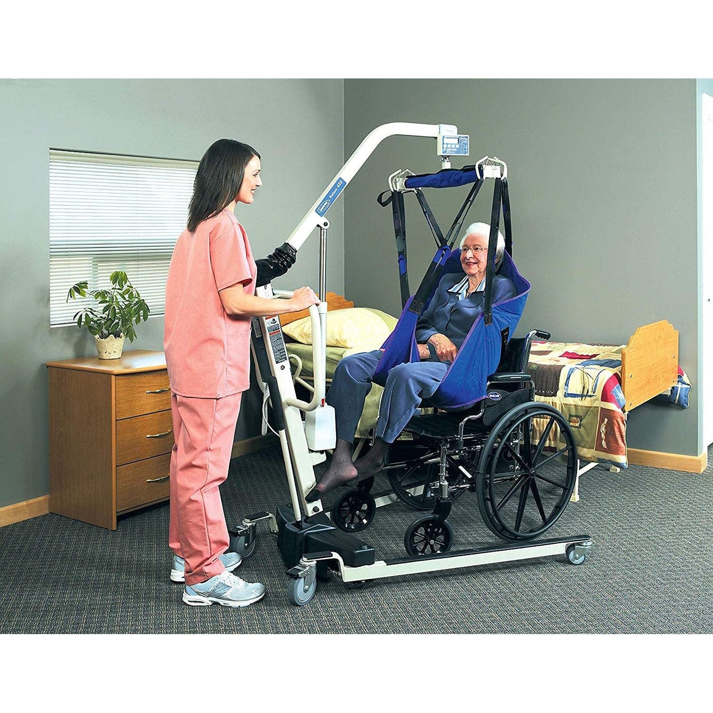 Invacare Reliant Electric Patient Lift Bundle with Battery and Slings, 450 lb Capacity