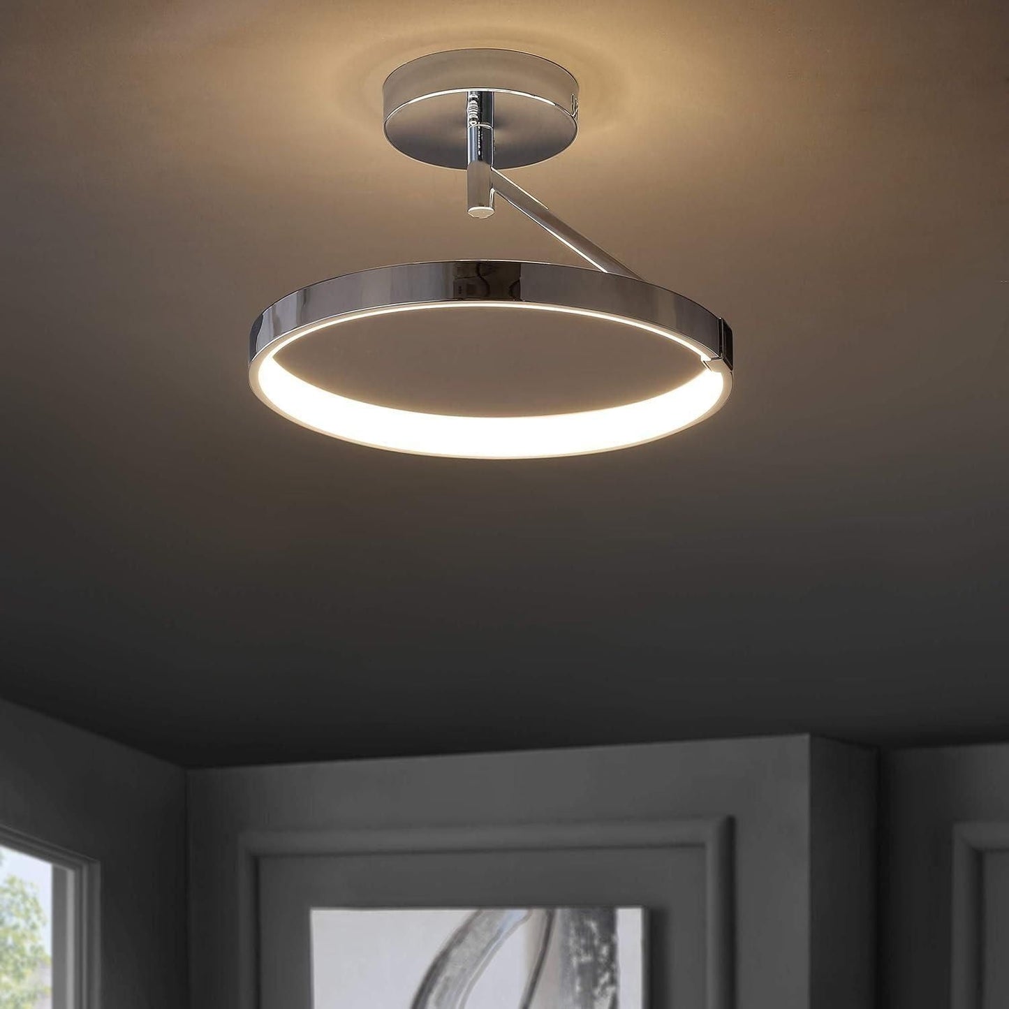 JONATHAN Y JYL7016A Owen 17.5" Dimmable Integrated LED Metal Semi-Flush Mount