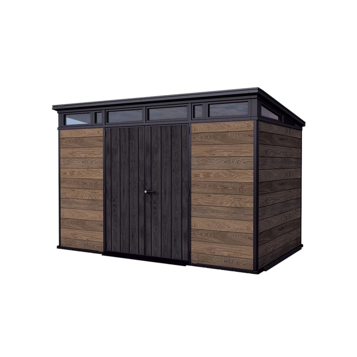Keter Signature Collection 11x7ft Modern Outdoor Storage Shed Walnut