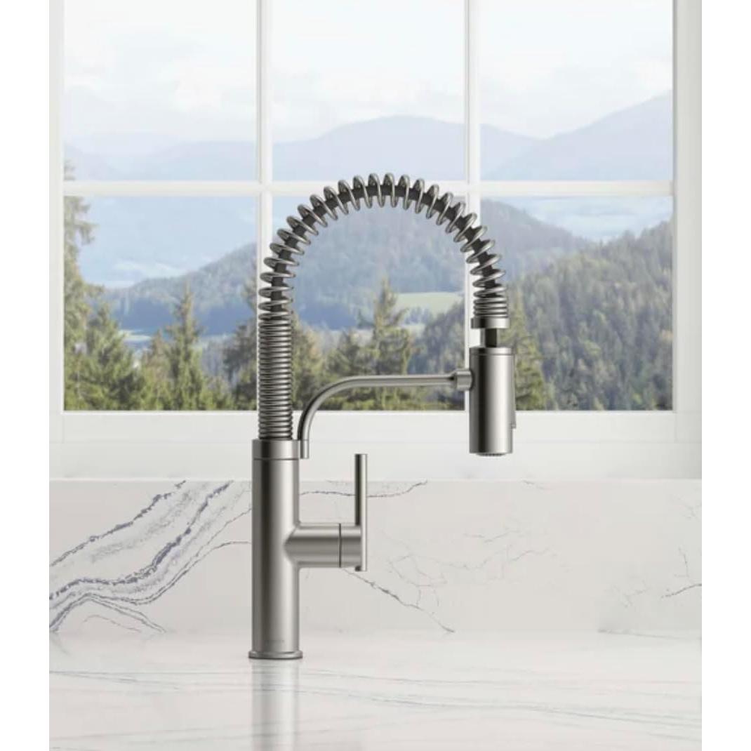 Kohler Provo Semi-Pro Kitchen Faucet with Spiral Spring Neck, Stainless Steel