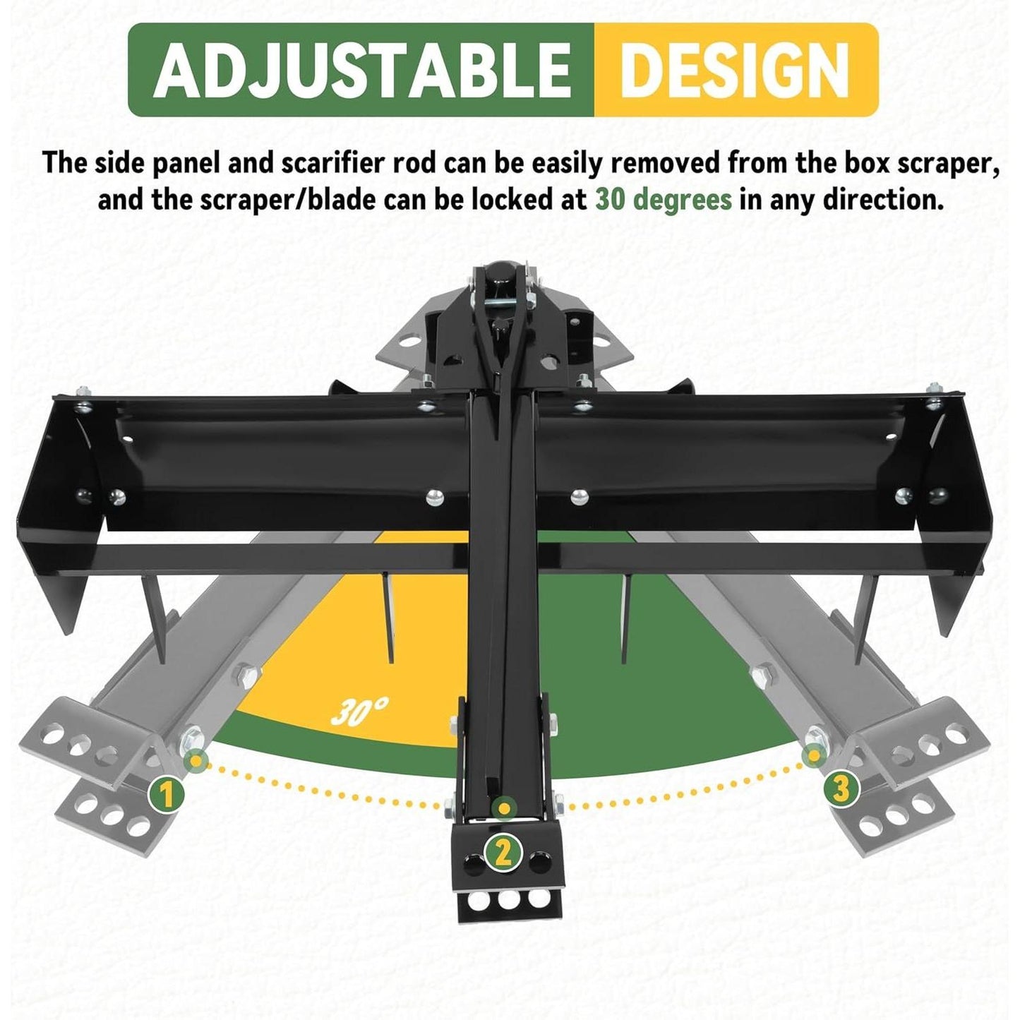 KUAFU 42" Box Scraper Compatible with Tractor Box Blade Hitch Tow Suitable for Construction Landscaping /Agriculture Powder Coated Steel Black