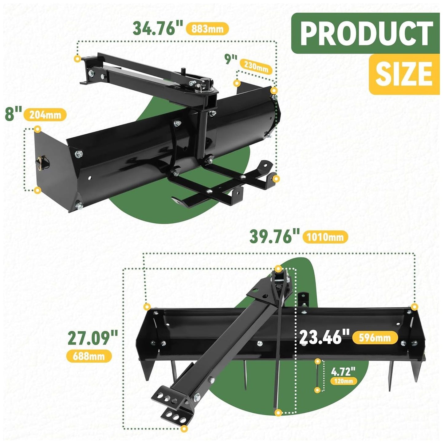 KUAFU 42" Box Scraper Compatible with Tractor Box Blade Hitch Tow Suitable for Construction Landscaping /Agriculture Powder Coated Steel Black