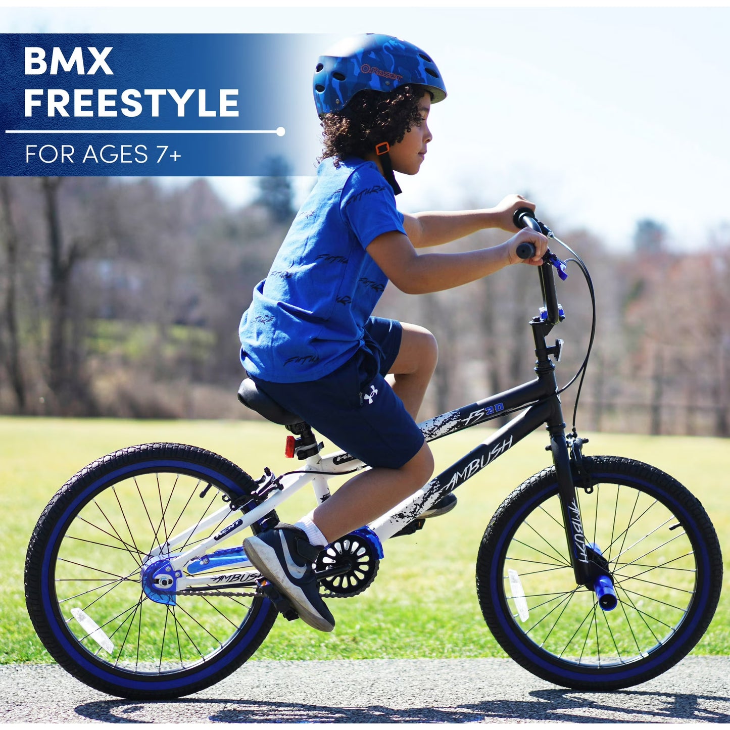 Kent 20in Ambush BMX Child Bicycle 20in Wheels Ages 7-14 Blue