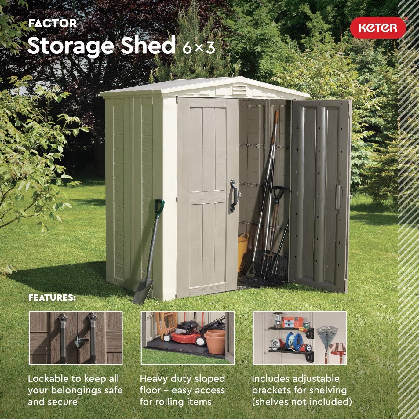 Keter Factor 6x3 Outdoor Storage Shed Kit-Perfect to Store Patio Furniture. Brand new. Open box