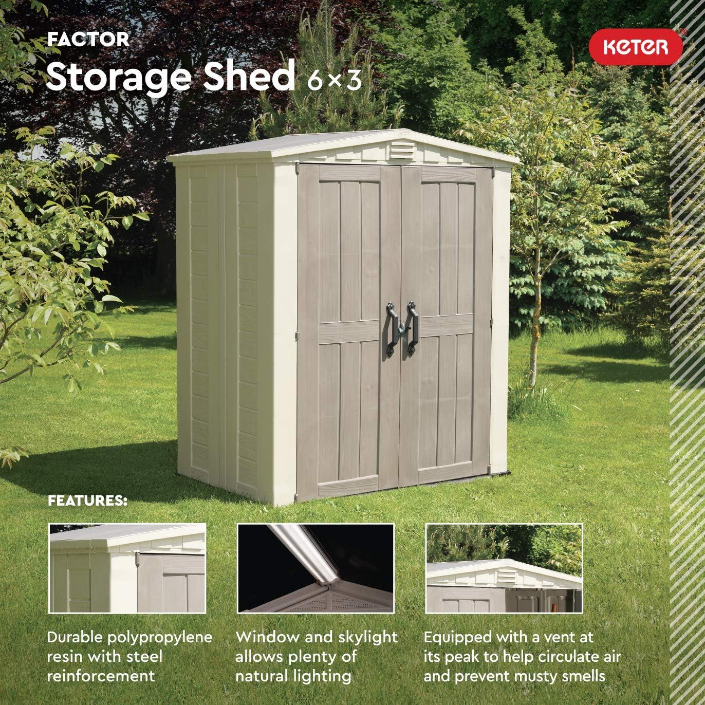 Keter Factor 6x3 Outdoor Storage Shed Kit-Perfect to Store Patio Furniture. Brand new. Open box