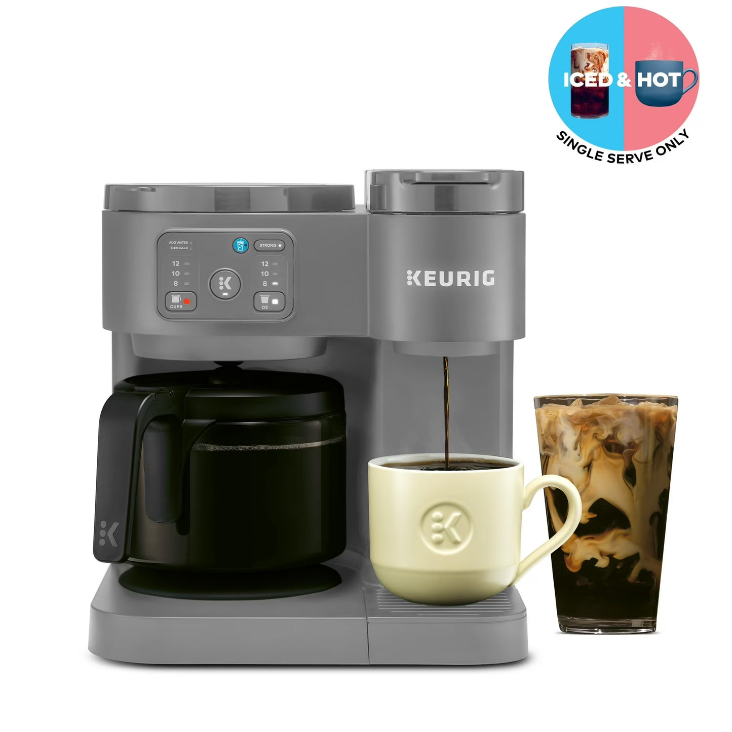 Keurig K-Duo Essentials, Hot & Iced Single-Serve K-Cup Pod Coffee Maker & Carafe, Gray