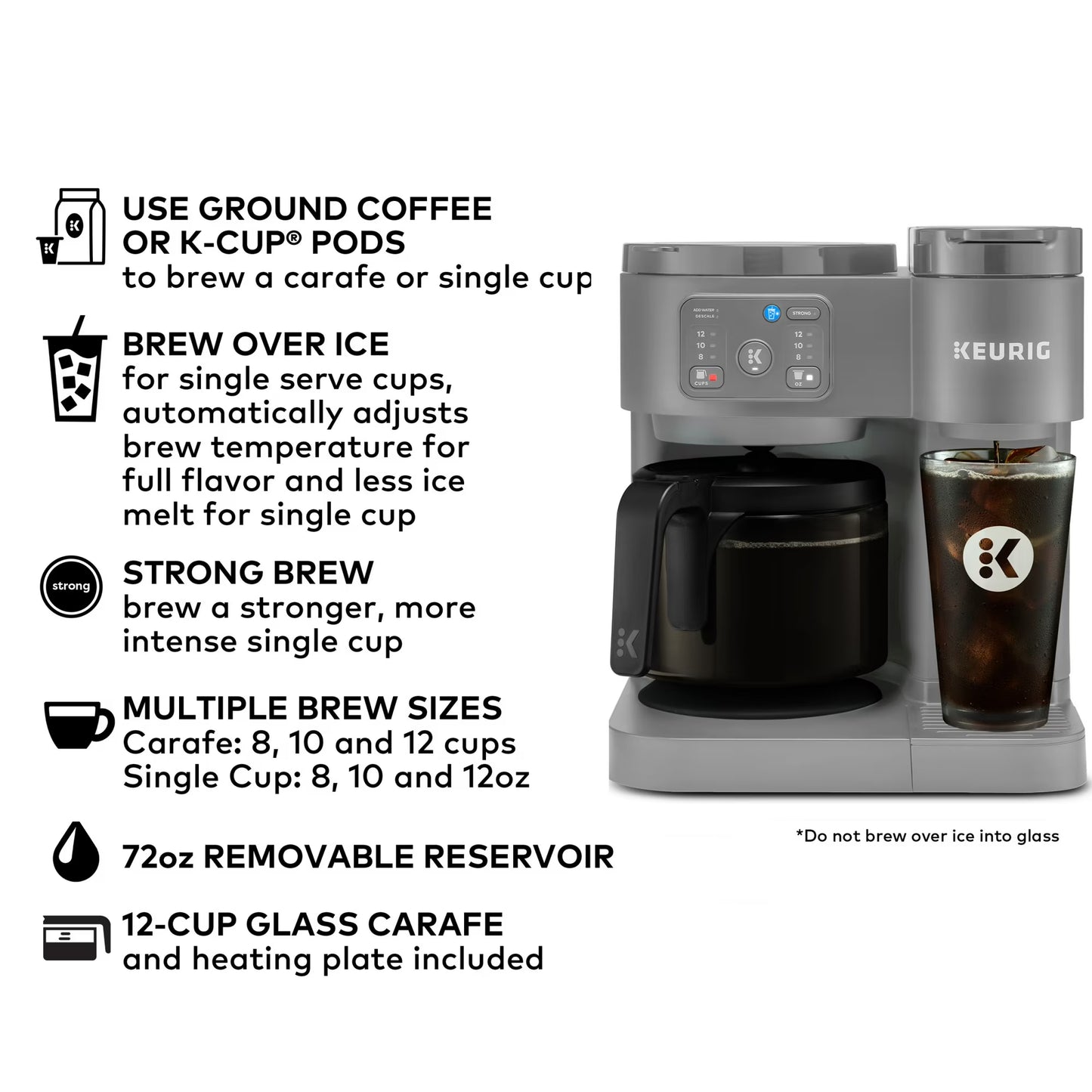 Keurig K-Duo Essentials, Hot & Iced Single-Serve K-Cup Pod Coffee Maker & Carafe, Gray