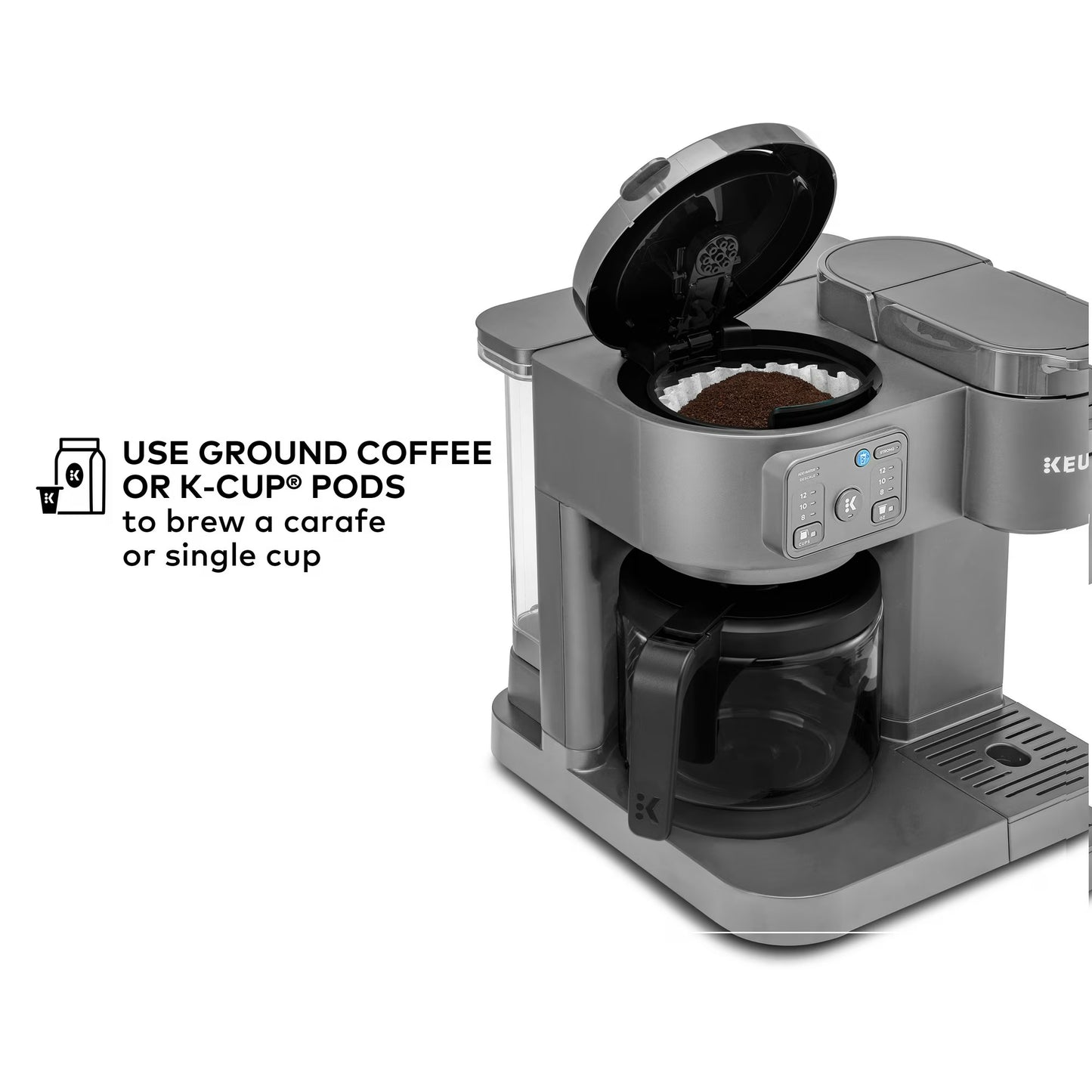 Keurig K-Duo Essentials, Hot & Iced Single-Serve K-Cup Pod Coffee Maker & Carafe, Gray