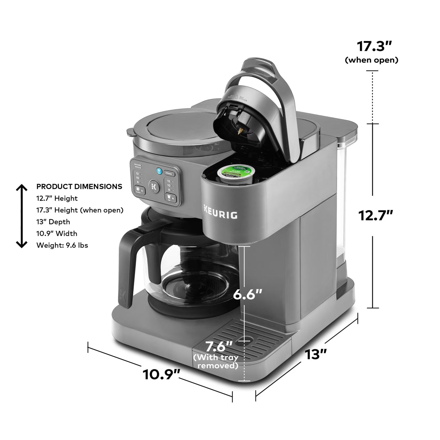 Keurig K-Duo Essentials, Hot & Iced Single-Serve K-Cup Pod Coffee Maker & Carafe, Gray